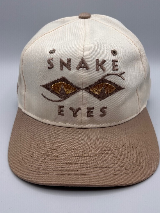 Vintage Snake Eyes Retro Beige/White/Gold Golf Strapback Retro Hat - Picture 1 of 7